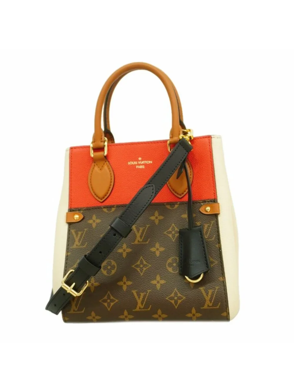 Louis Vuitton Handbag Monogram Fold Tote PM Brown Cream Cerise 2-Way